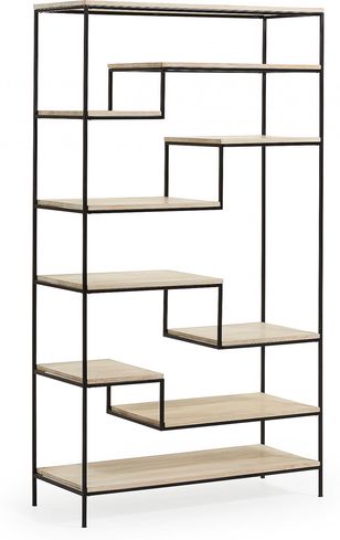Boekenkast Pyke Zwart Hout/Metaal 100 x 180 cm La Forma - LiL.nl Boekenkast Pyke Zwart Hout/Metaal 100 x 180 cm La Forma - LiL.nl